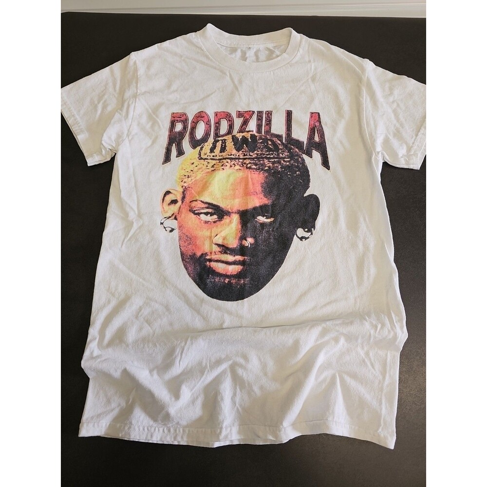 Vintage 1998 Iconic Dennis Rodman Rodzilla S Graphic T-Shirt NWO WCW 90s 2 Sided
